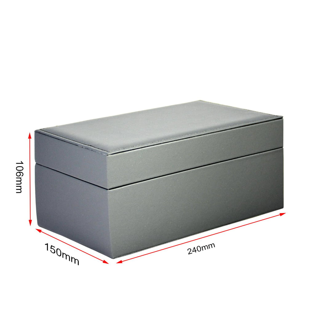 Gray PU Leather Jewelry Organizer Box with Removable Tray