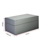 Gray PU Leather Jewelry Organizer Box with Removable Tray