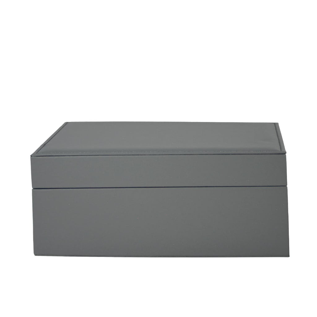 Gray PU Leather Jewelry Organizer Box with Removable Tray