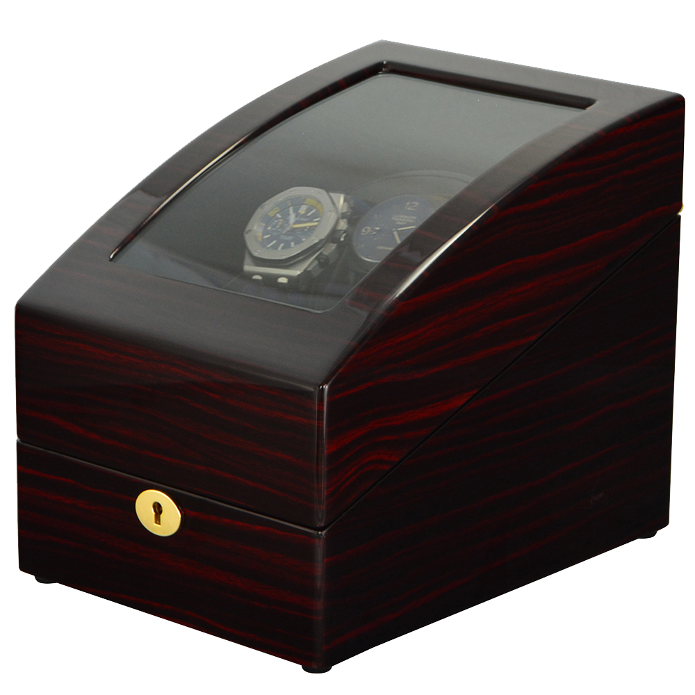 High Glossy Ebony 2-Watch Winder with 3-Watch Storage