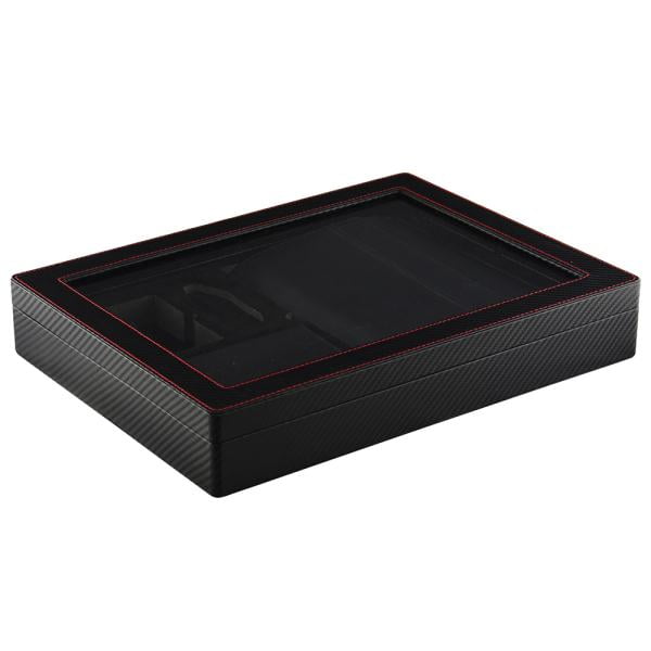 Carbon Fiber MDF Watches and Car Parts Collection Box with Two-Layer Display Design