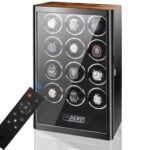Zebra Wood Grain 12 Watch Winder with Touchscreen Control