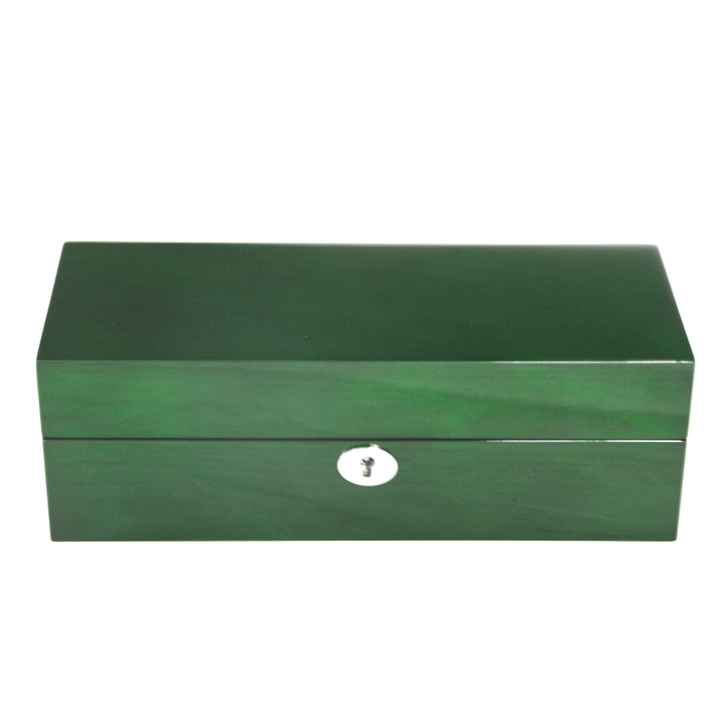 High Glossy Green Oak Grain 5 Watch Case with Velvet Interior
