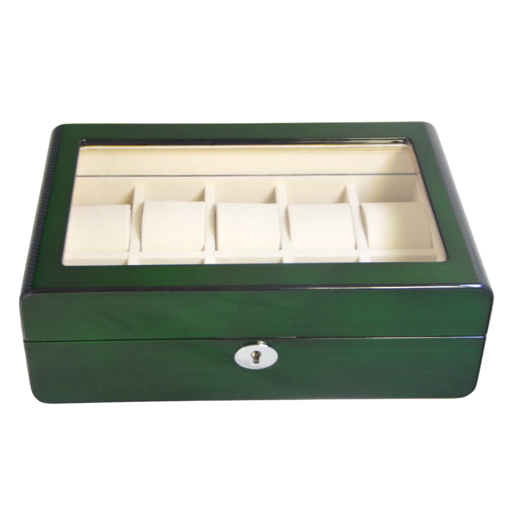 High Glossy Green Oak Grain Spliced Carbon Fiber 10 Watch Case