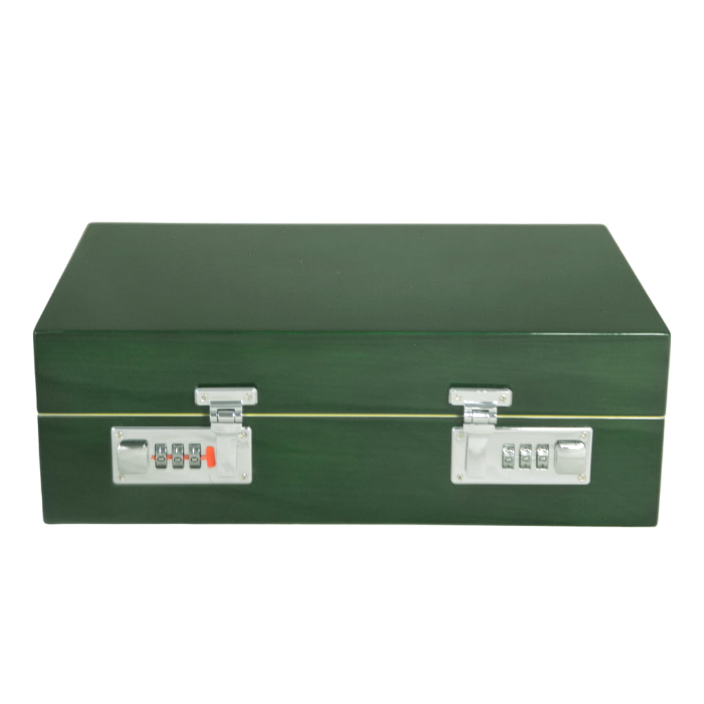 High Glossy Green Oak Grain 10 Watch Case with Combination Lock