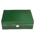 High Glossy Green Oak Grain 10 Watch Case with Ivory Velvet Interior