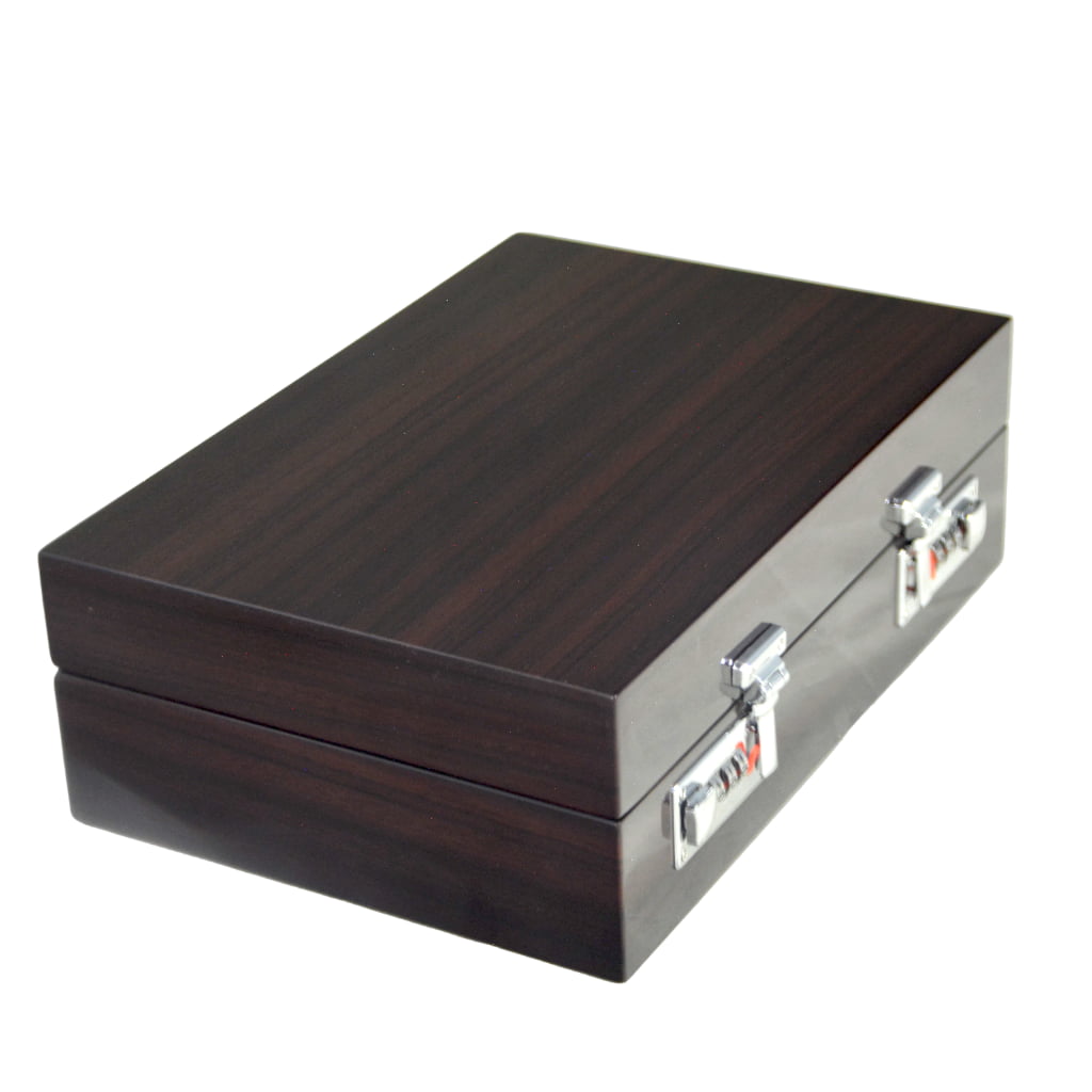 High Glossy Macassar Ebony Grain 10 Watch Case with Combination Lock