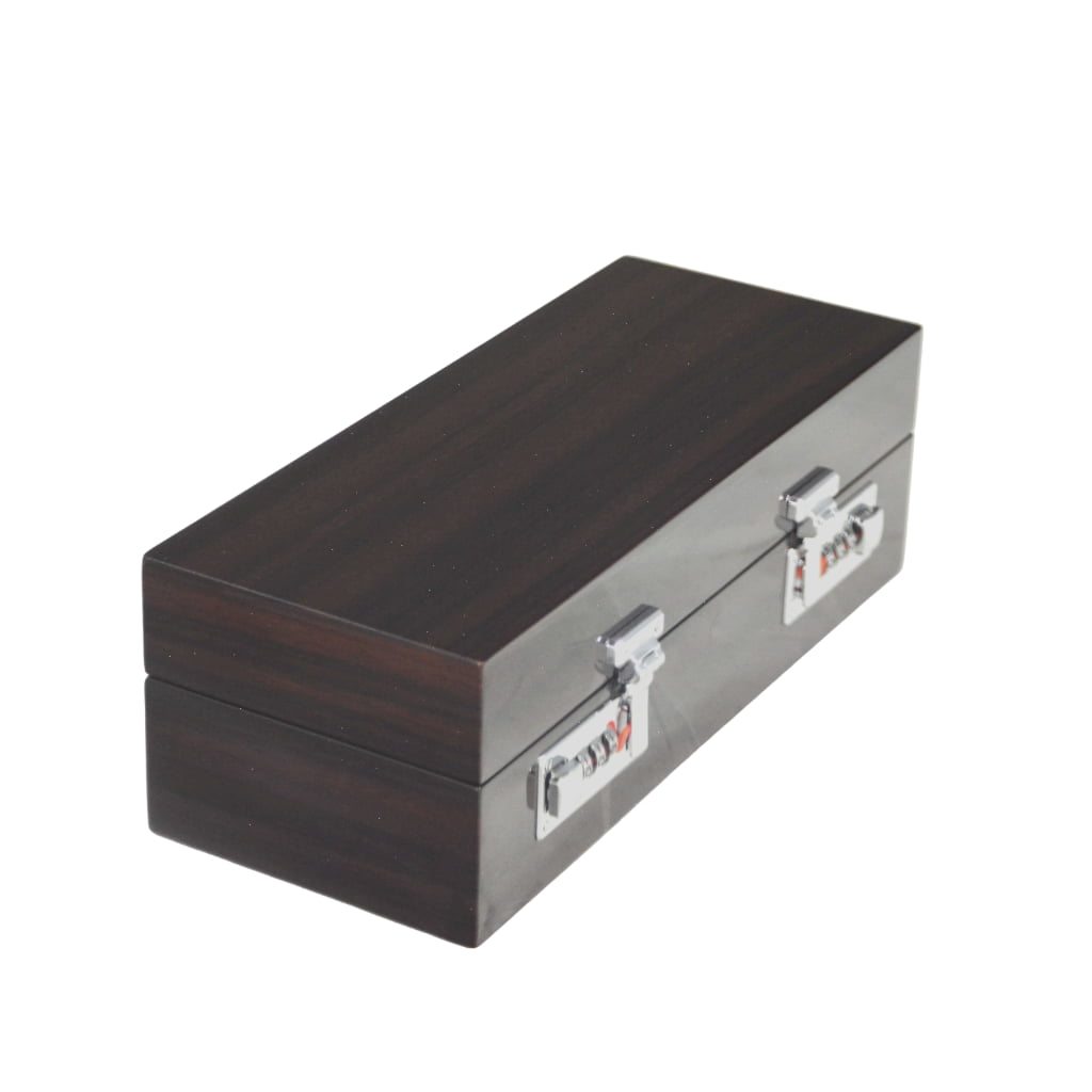High Glossy Macassar Ebony Grain 5 Watch Case with Combination Lock