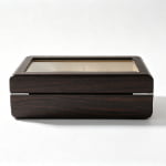 High Glossy Ebony Grain Spliced Carbon Fiber 10 Watch Case with Tempered Glass Display