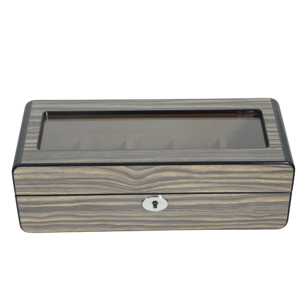 High Glossy Dark Oak Grain Spliced Carbon Fiber 5 Watch Case