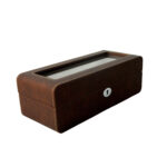 PU Leather Brown 5 Watch Case with Grey Velvet Interior