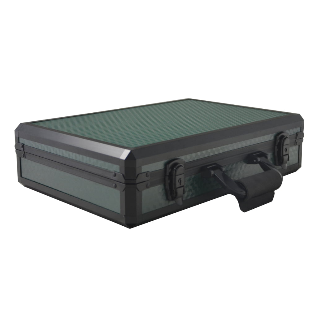 Green aluminum alloy 24 slot watch suitcase with structured frame and carrying handle