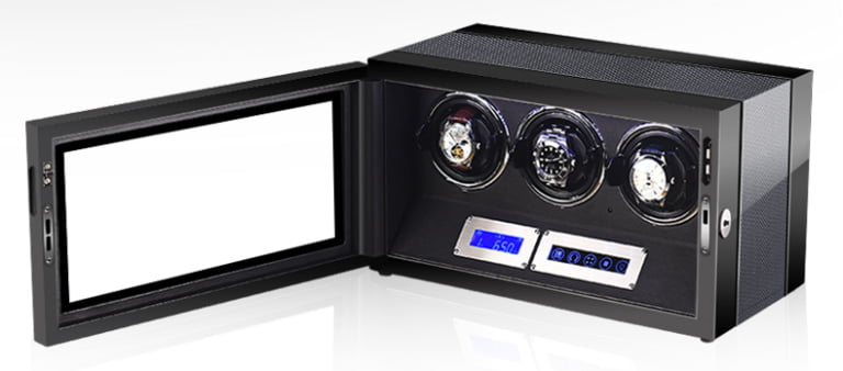 Carbon Black 3 Watch Winder with Touchscreen Control and Adjustable TPD