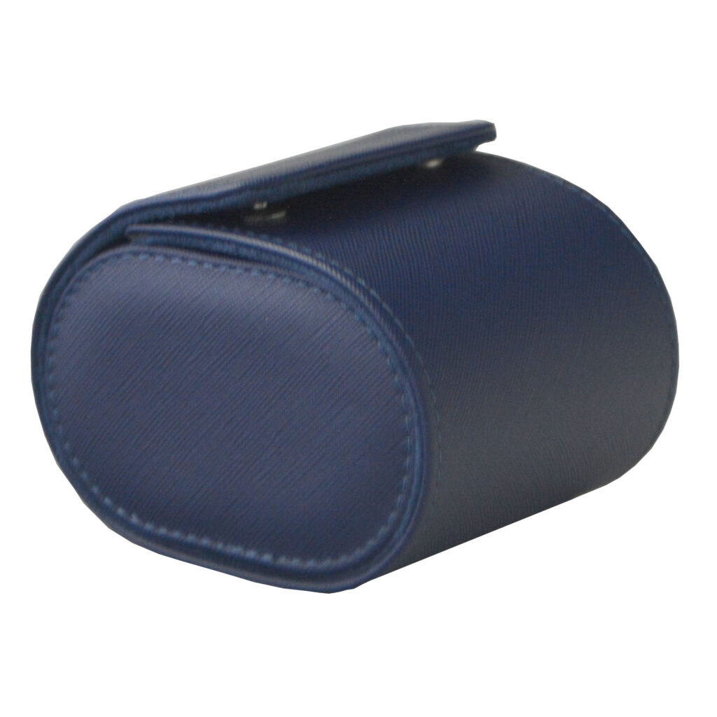Crossed Grain Blue PU Leather 1 Watch Roll