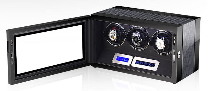 Carbon Black 3 Watch Winder with Touchscreen Control and Adjustable TPD