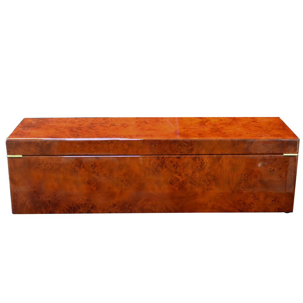 high gloss watch case with hardware lock and lacquered surface detail