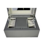 Gray PU Leather Jewelry Organizer Box with Removable Tray