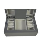 Gray PU Leather Jewelry Organizer Box with Removable Tray