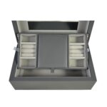 Gray PU Leather Jewelry Organizer Box with Removable Tray
