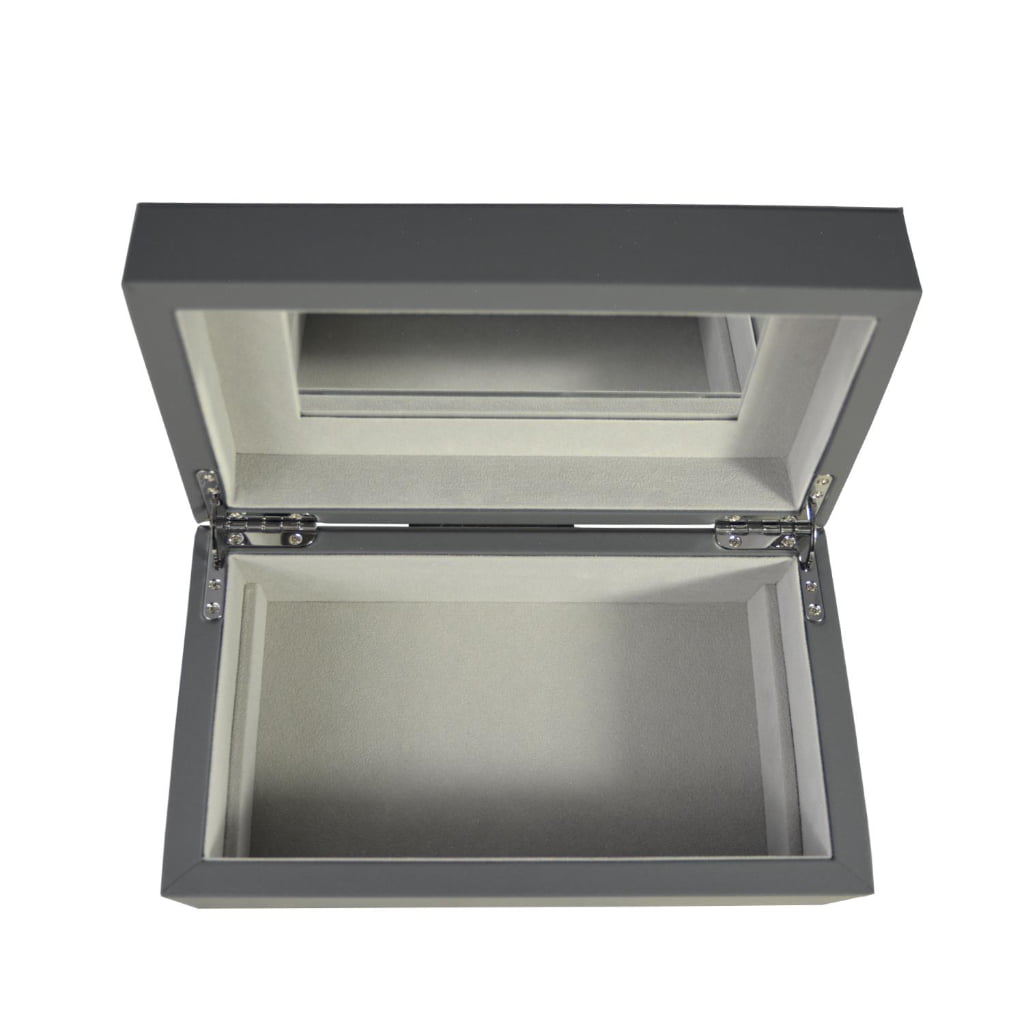 Gray PU Leather Jewelry Organizer Box with Removable Tray