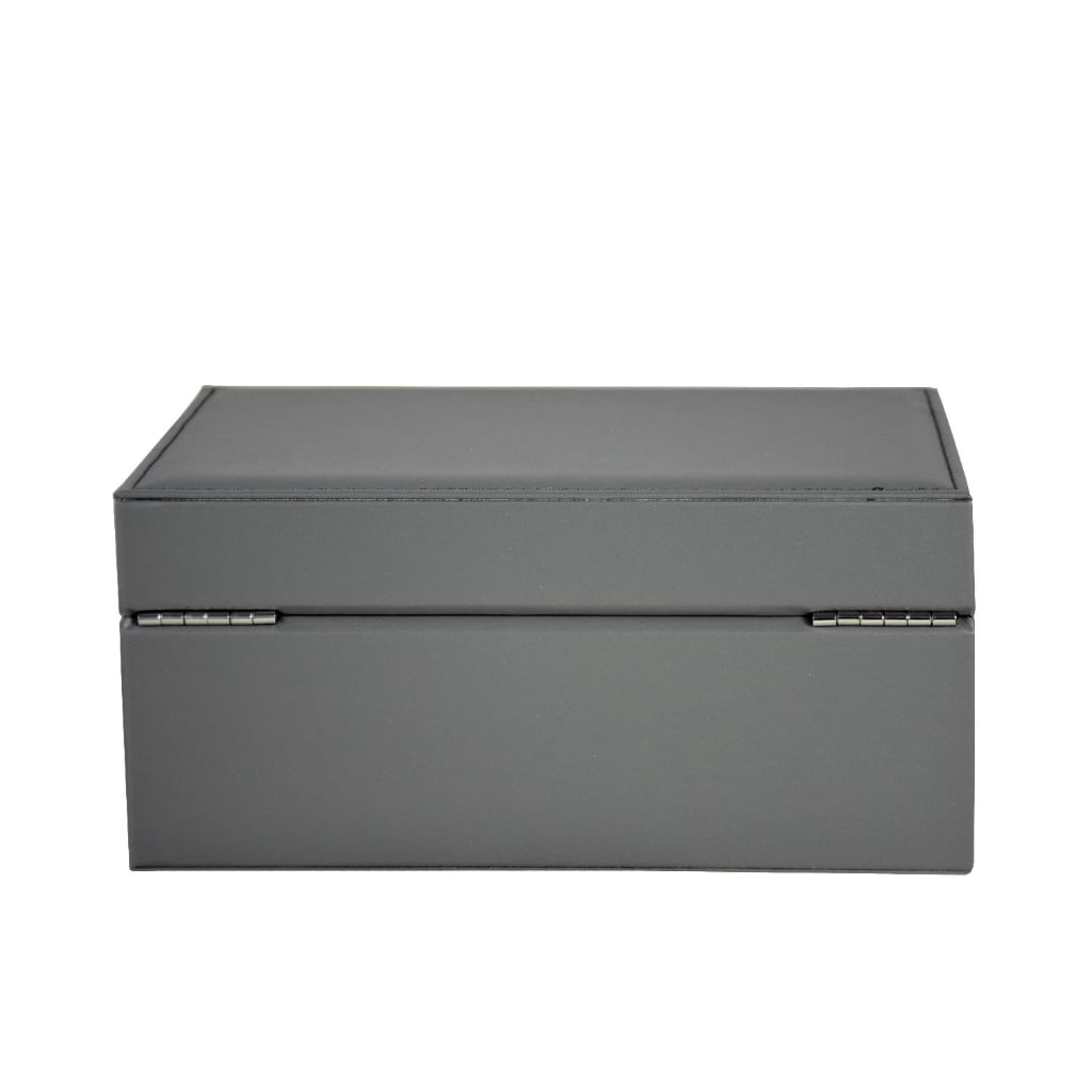 Gray PU Leather Jewelry Organizer Box with Removable Tray