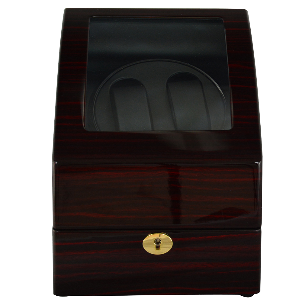 High Glossy Ebony 2-Watch Winder with 3-Watch Storage