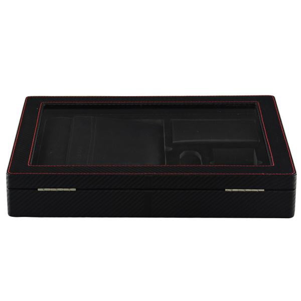 Carbon Fiber MDF Watches and Car Parts Collection Box with Two-Layer Display Design