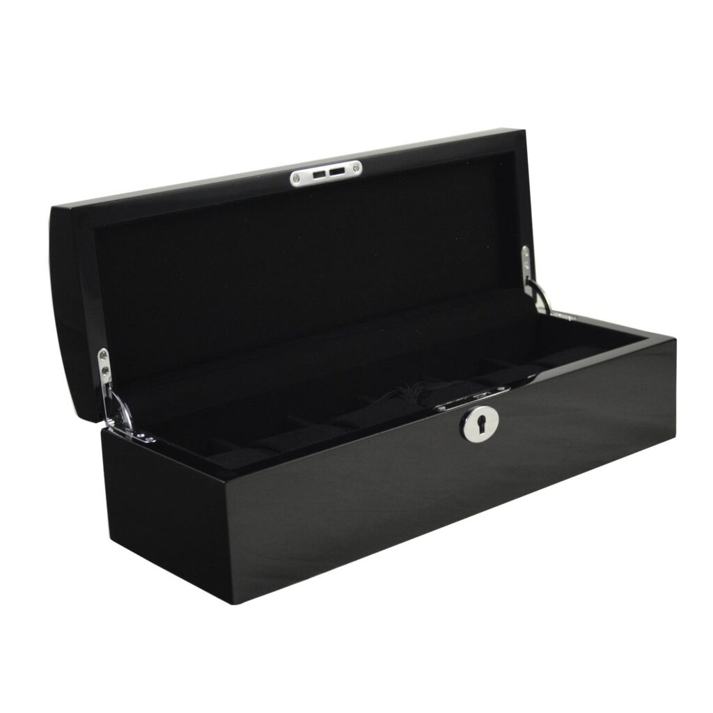 Black High Glossy Arc 6 Watch Case with Velvet Interior