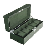 High Glossy Green Oak Grain 5 Watch Case with Velvet Interior