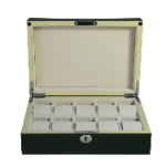 High Glossy Green Oak Grain 10 Watch Case with Ivory Velvet Interior