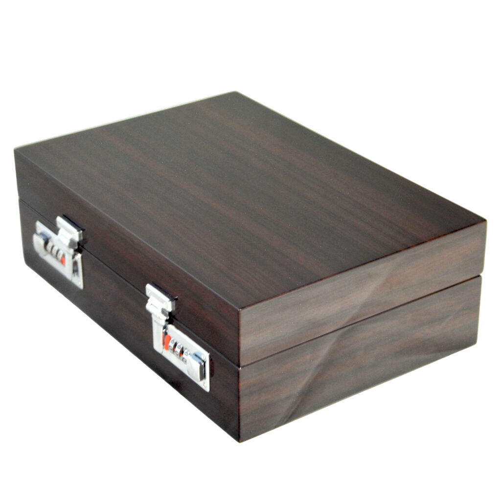 High Glossy Macassar Ebony Grain 10 Watch Case with Combination Lock