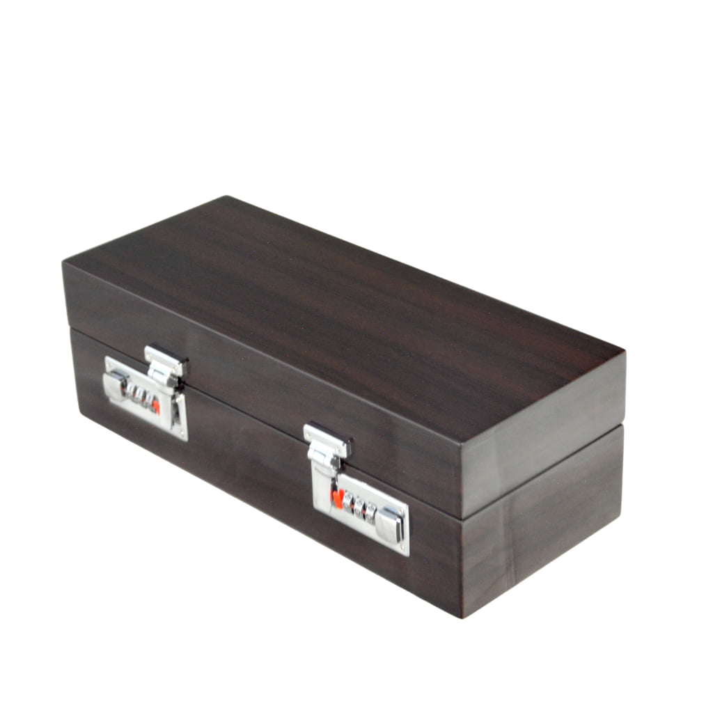 High Glossy Macassar Ebony Grain 5 Watch Case with Combination Lock