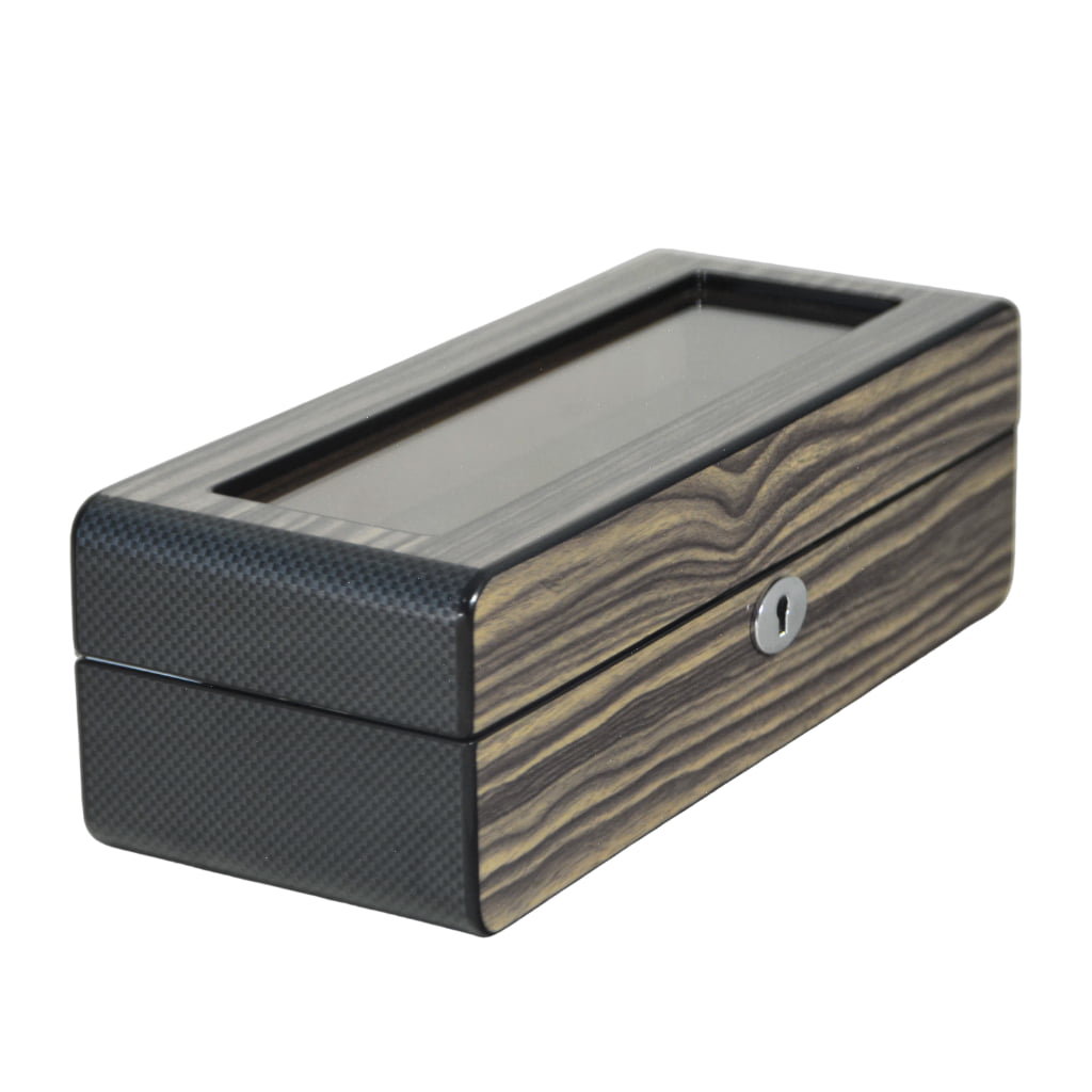 High Glossy Dark Oak Grain Spliced Carbon Fiber 5 Watch Case