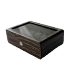 High Glossy Dark Oak Grain Spliced Carbon Fiber 10 Watch Case with Green Velvet Interior