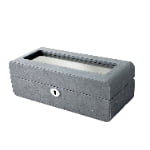 PU Leather Gray 5 Watch Case with Gray Velvet Interior