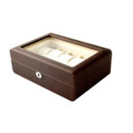 PU Leather Brown 10 Watch Case with Ivory Velvet Interior