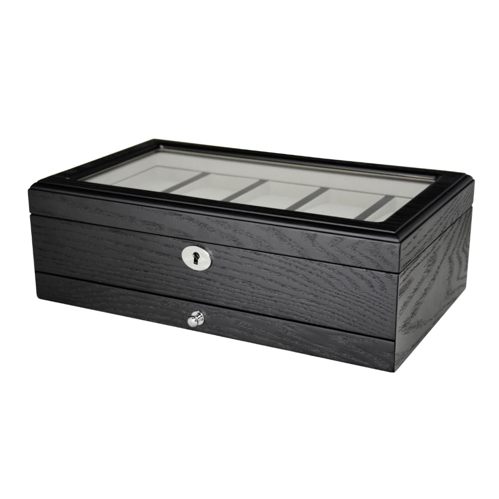 10 watch storage box with drawer and hardware lock