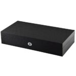 black wooden watch case with lockable storage design