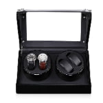 4-watch winder with open acrylic lid, black interior and two dual-watch winding modules