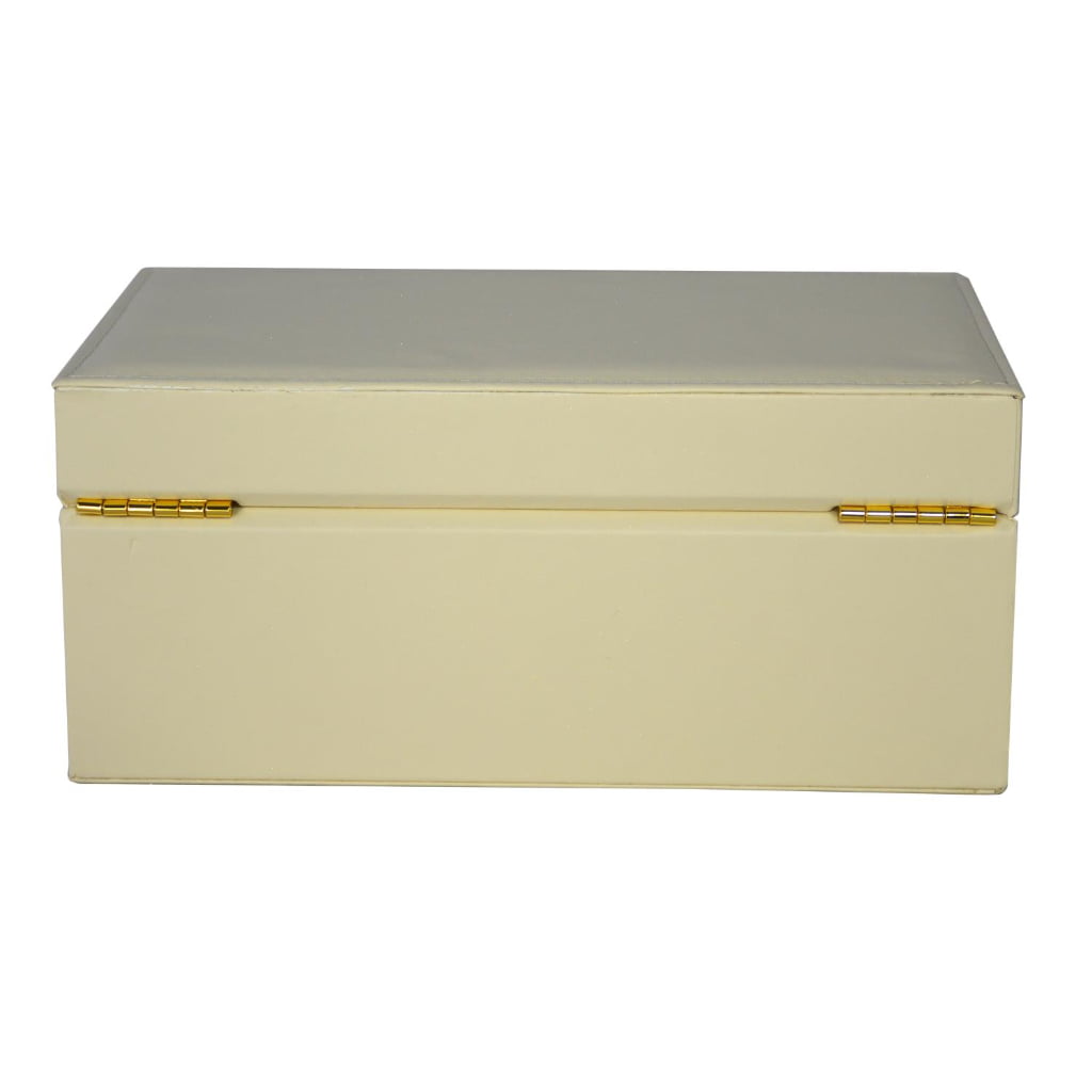 Yellow PU Leather Jewelry Organizer Box with Secret Cabinet