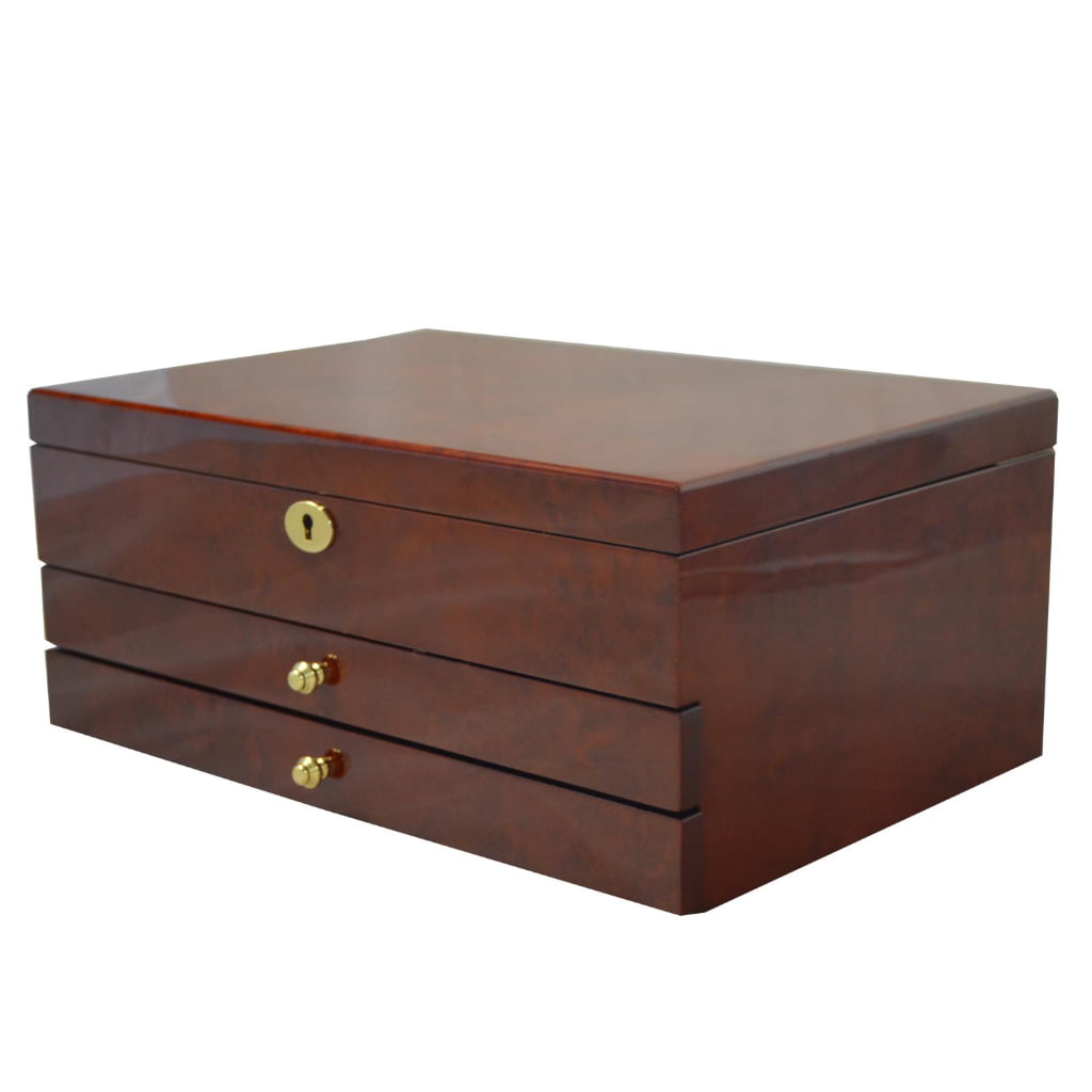 High Glossy Camphor Grain Jewelry Organizer Box with Drawers
