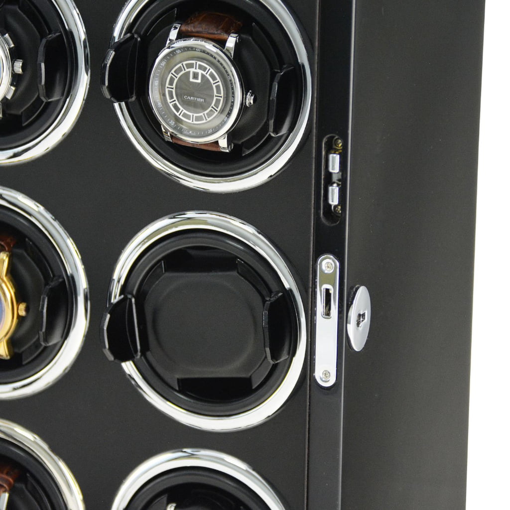 Zebra Wood Grain 12 Watch Winder with Touchscreen Control