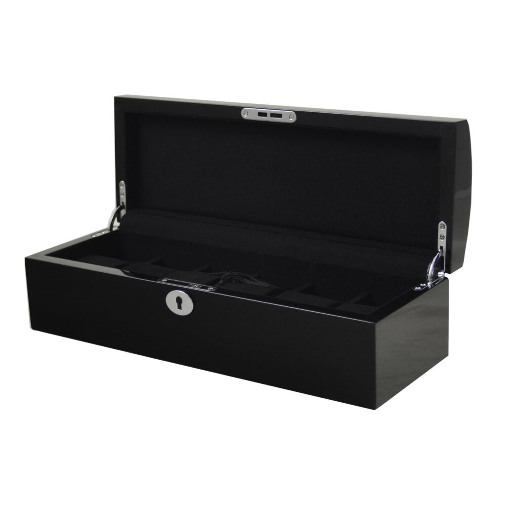 Black High Glossy Arc 6 Watch Case with Velvet Interior