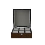 High Glossy Crocodile Grain Brown 6 Watch Case with Velvet Interior