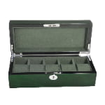 High Glossy Green Oak Grain 5 Watch Case with Velvet Interior