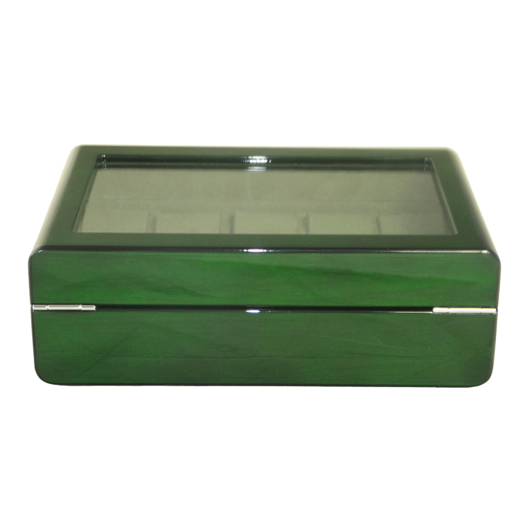 High Glossy Green Oak Grain Spliced Carbon Fiber 10 Watch Storage Case