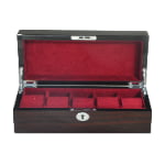 High Glossy Macassar Ebony Grain 5 Watch Case with Burgundy Velvet Interior