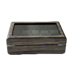 High Glossy Dark Oak Grain Spliced Carbon Fiber 10 Watch Case with Green Velvet Interior