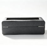 PU Leather Gray 5 Watch Case with Burgundy Velvet Interior