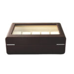 PU Leather Brown 10 Watch Case with Ivory Velvet Interior